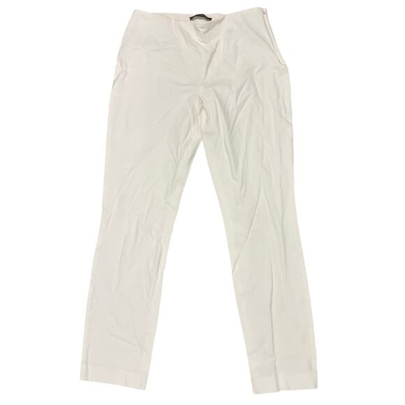 Elie Tahari White Side Zip Trousers Women’s 6 Straight Leg Minimalist Work Pants - Picture 1 of 9